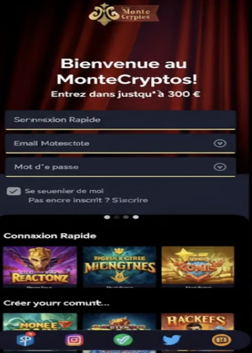 Accès espace membre protégé MonteCryptos Casino